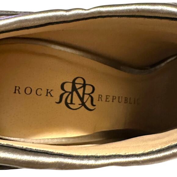 Rock & Republic MERYL Silver Peep Toe Stiletto Heel Metallic Studded Shoes 7 MED - Picture 5 of 9